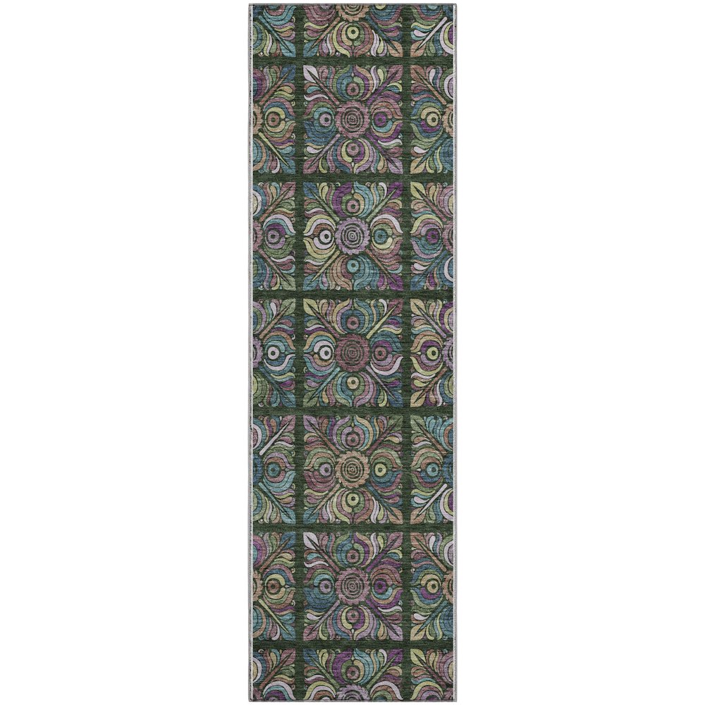 Premium Machine Washable Mayfield AMF852 Fern 2'3" x 7'6" Runner Rug. Picture 1