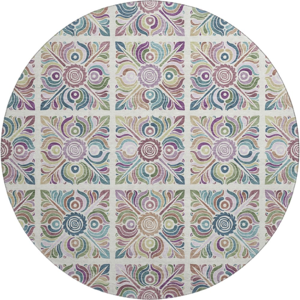 Premium Machine Washable Mayfield AMF852 Ivory 8' x 8' Round Rug. Picture 1