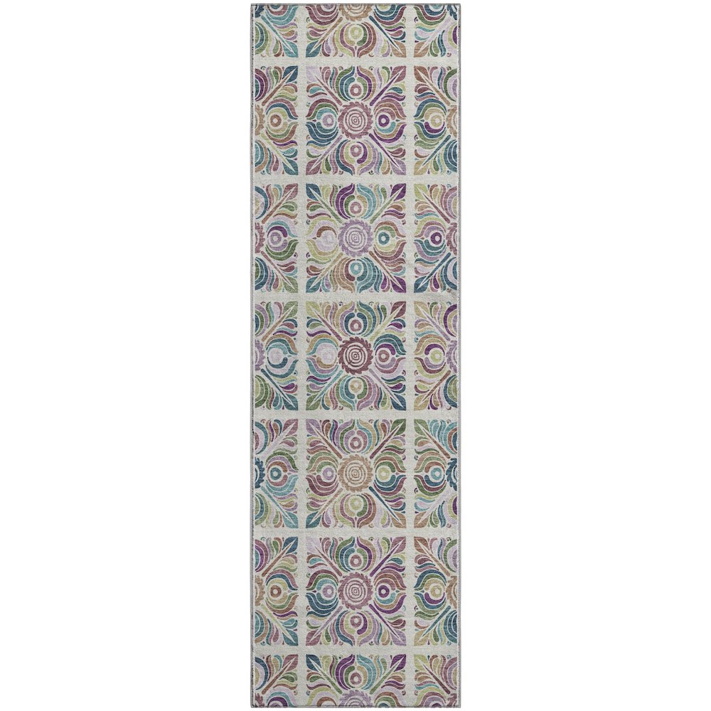 Premium Machine Washable Mayfield AMF852 Ivory 2'3" x 7'6" Runner Rug. Picture 1
