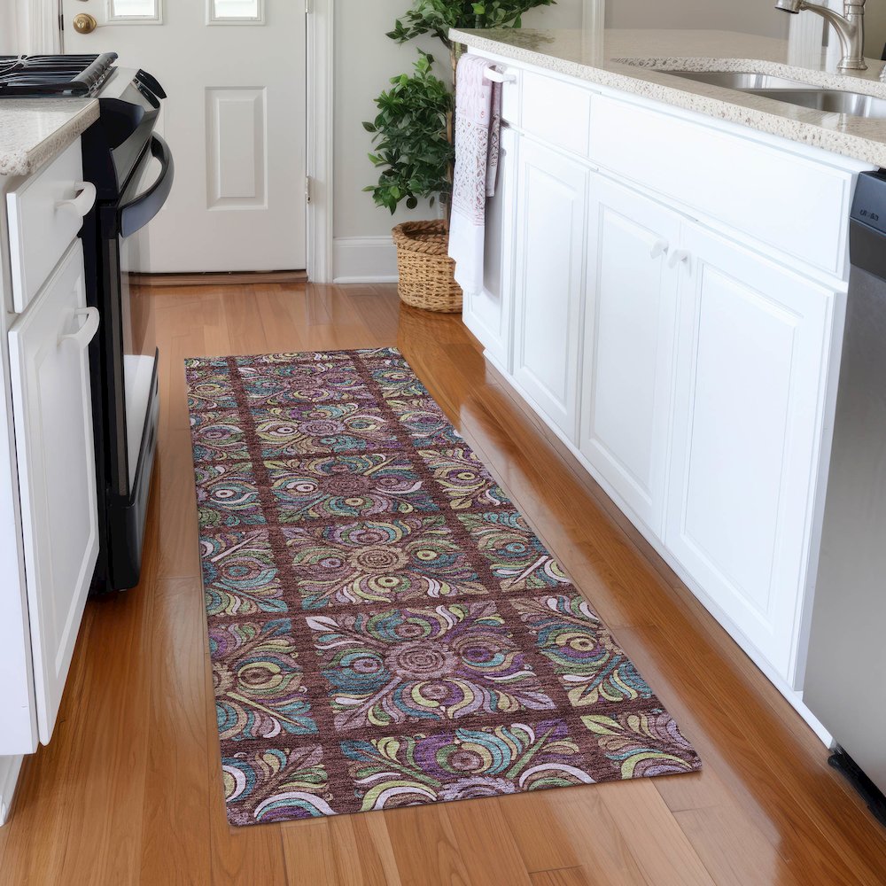 Premium Machine Washable Mayfield AMF852 Paprika 2'3" x 7'6" Runner Rug. Picture 5