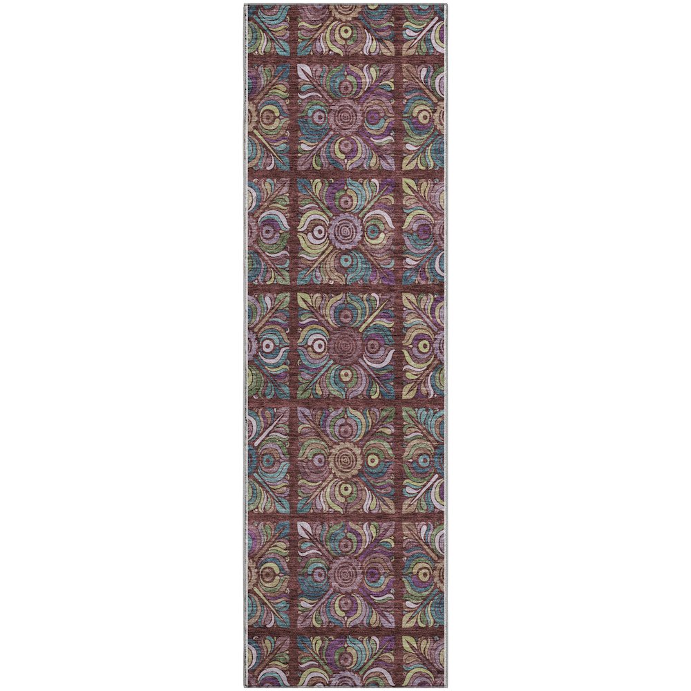 Premium Machine Washable Mayfield AMF852 Paprika 2'3" x 7'6" Runner Rug. Picture 1