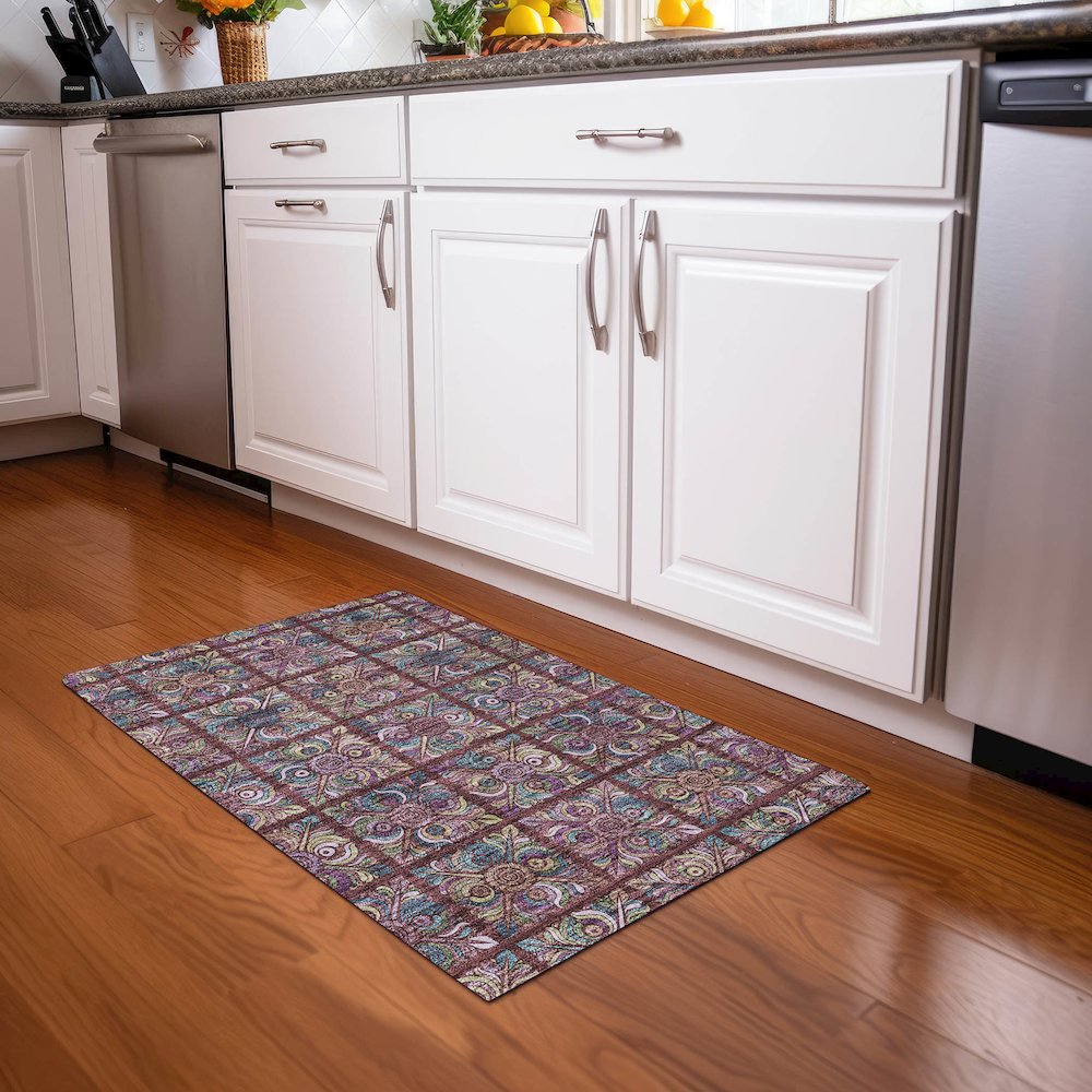 Premium Machine Washable Mayfield AMF852 Paprika 1'8" x 2'6" Rug. Picture 5