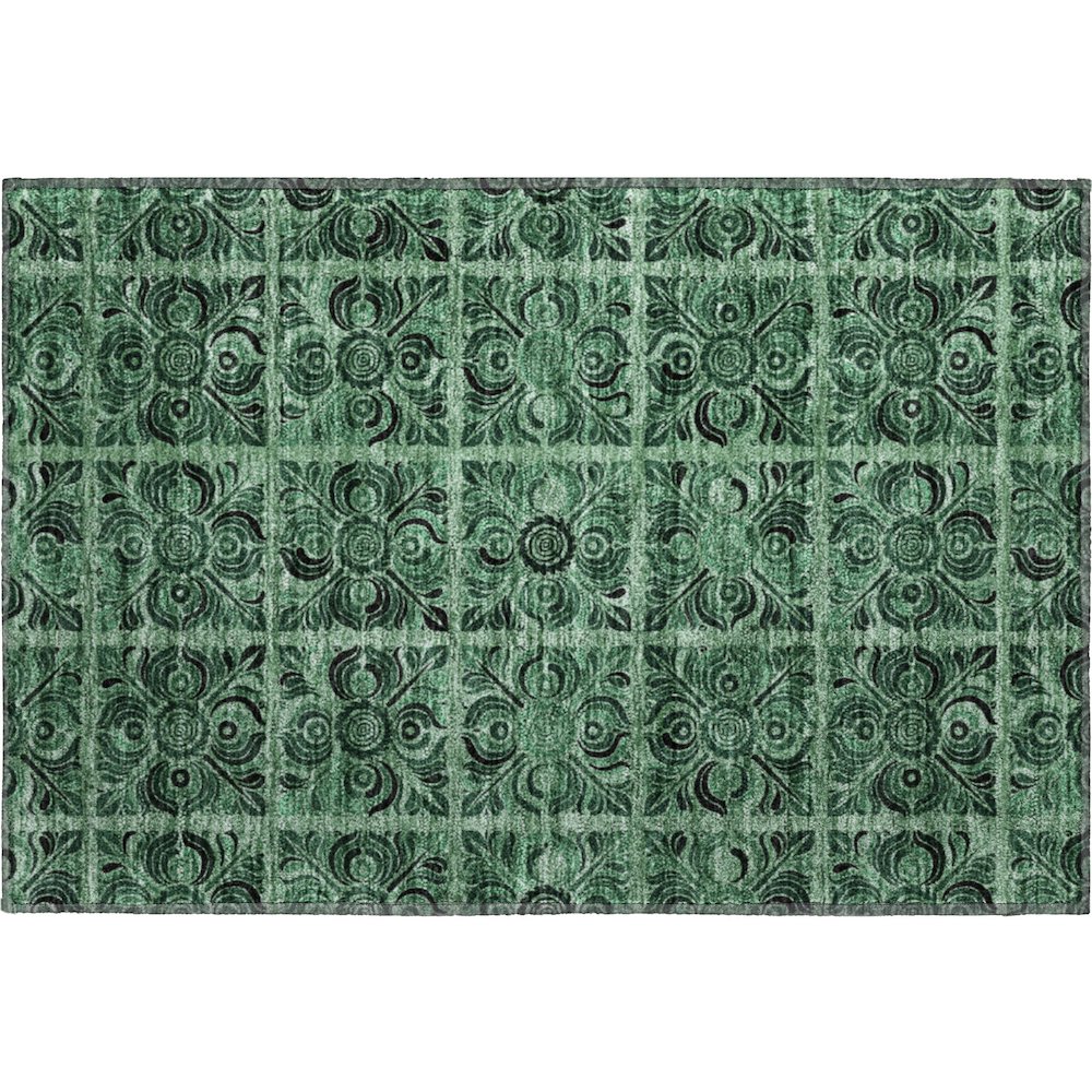 Premium Machine Washable Mayfield AMF853 Green 1'8" x 2'6" Rug. Picture 1