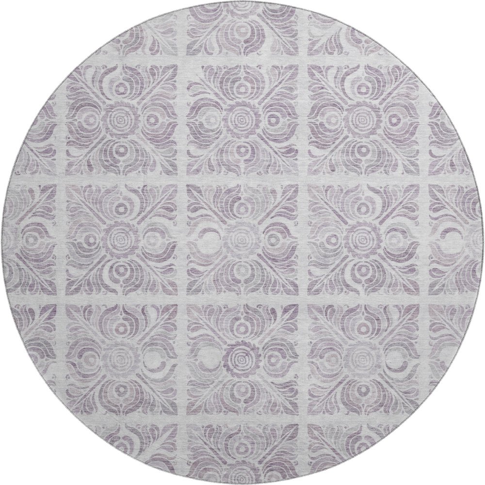 Premium Machine Washable Mayfield AMF854 Lavender 8' x 8' Round Rug. Picture 1