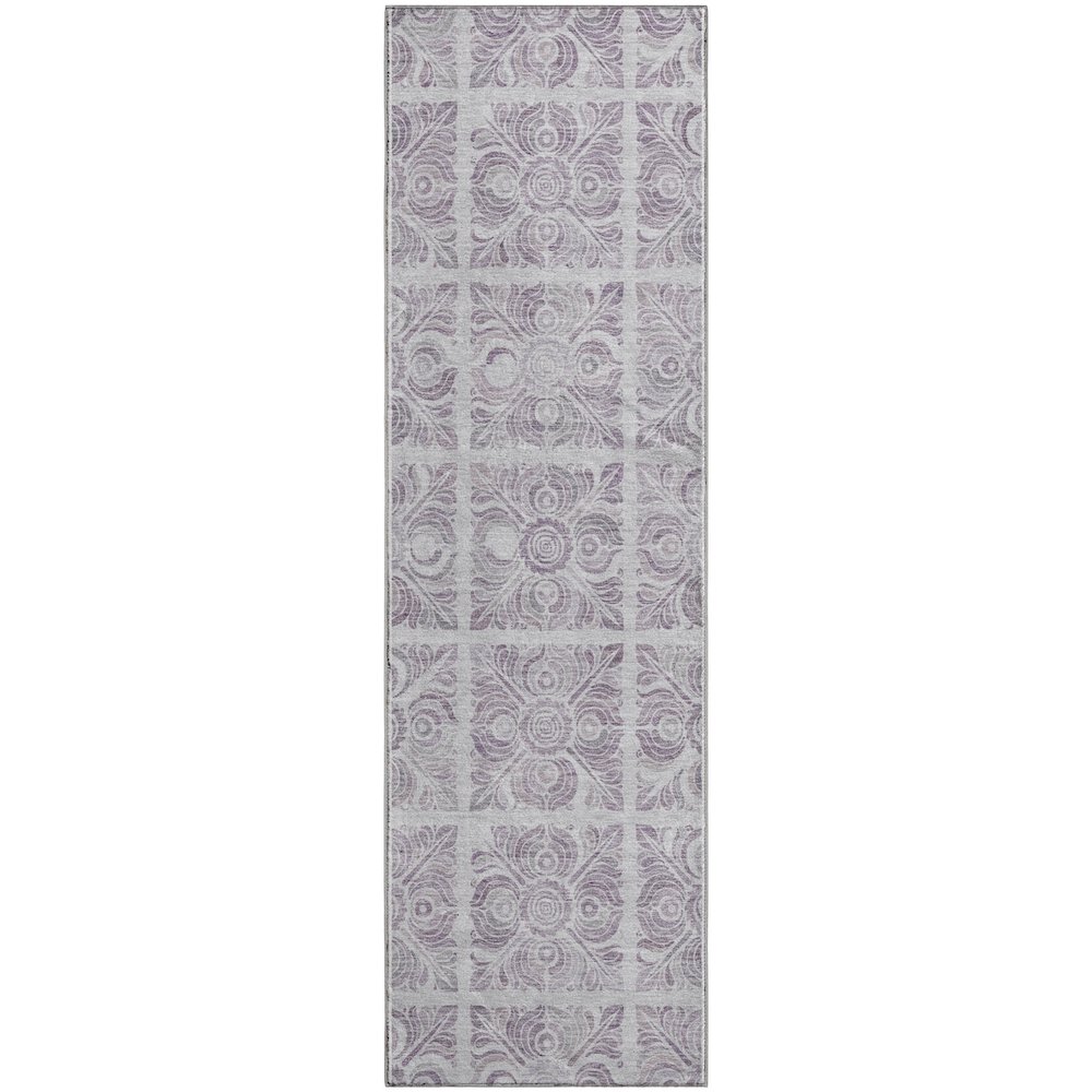 Premium Machine Washable Mayfield AMF854 Lavender 2'3" x 7'6" Runner Rug. Picture 1