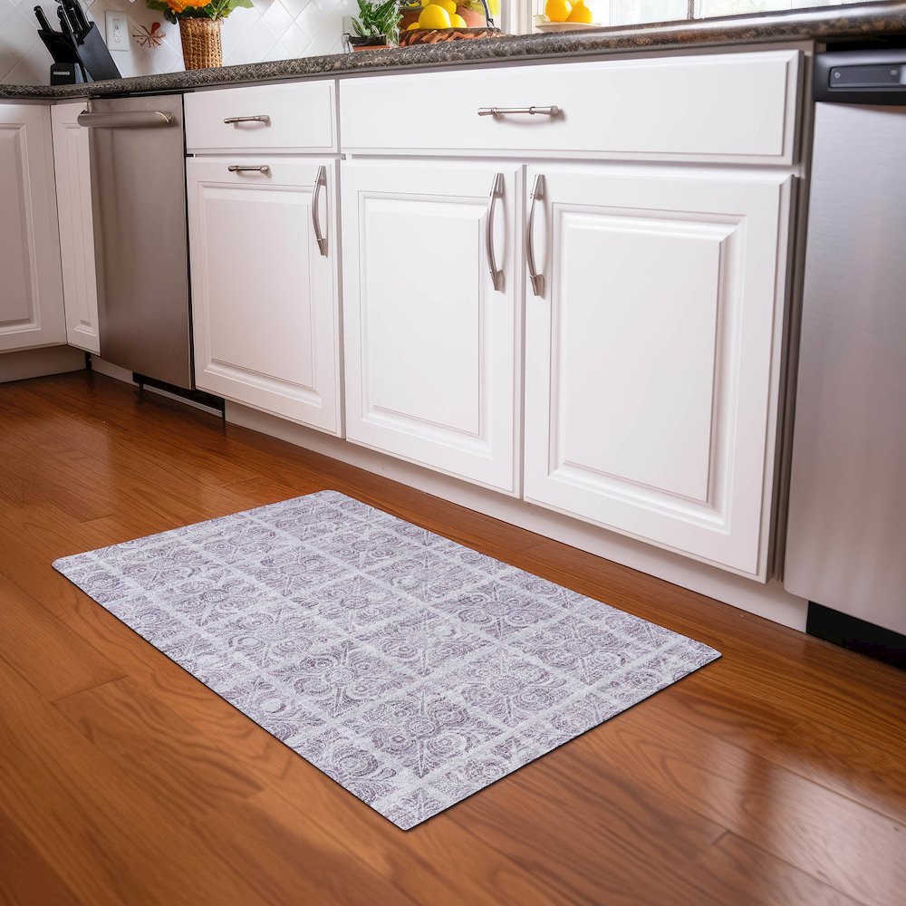 Premium Machine Washable Mayfield AMF854 Lavender 1'8" x 2'6" Rug. Picture 5