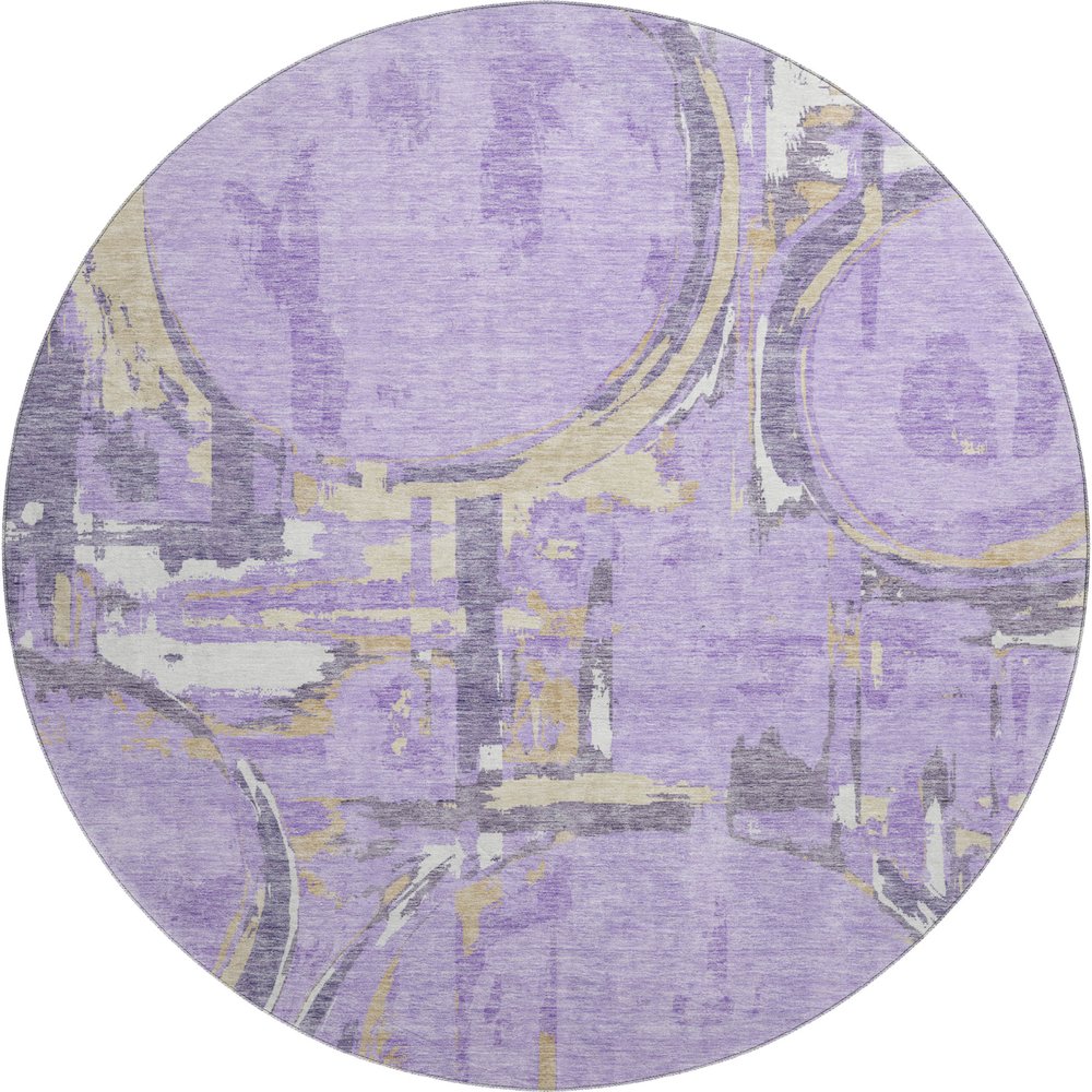 Premium Machine Washable Mayfield AMF855 Lavender 8' x 8' Round Rug. Picture 1