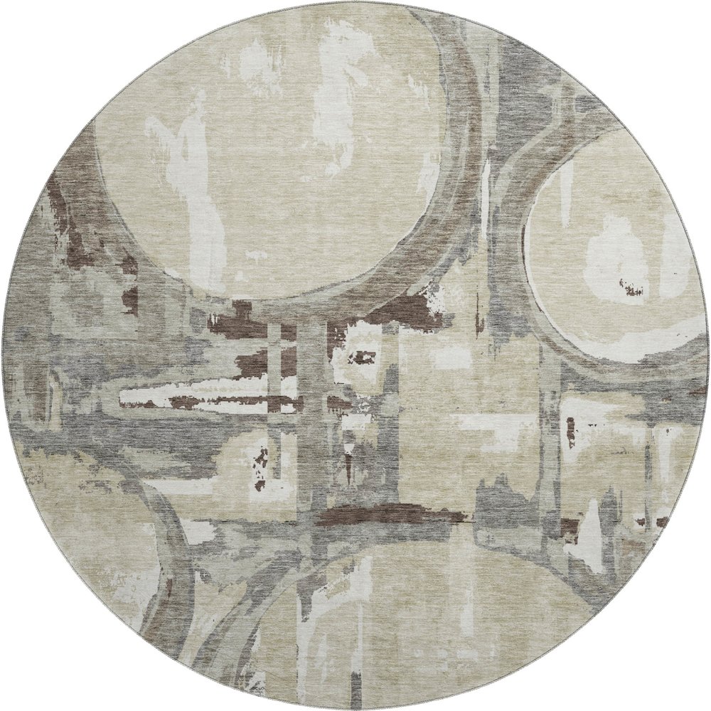 Premium Machine Washable Mayfield AMF855 Tan 8' x 8' Round Rug. Picture 1
