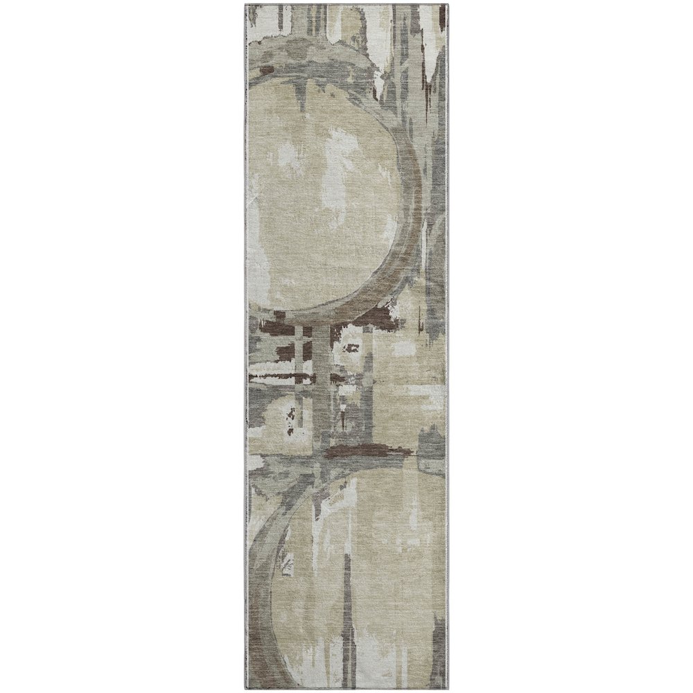 Premium Machine Washable Mayfield AMF855 Tan 2'3" x 7'6" Runner Rug. Picture 1