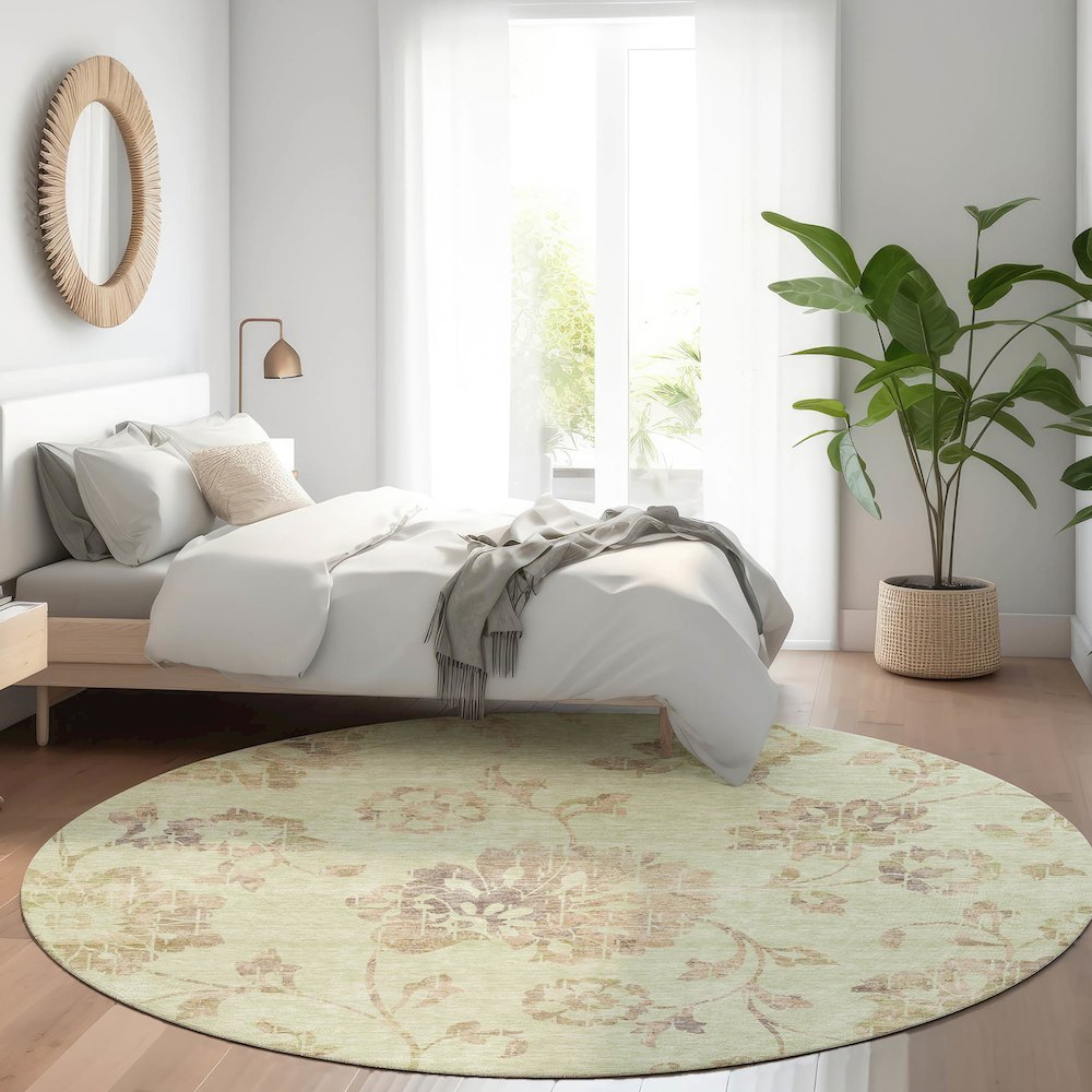 Premium Machine Washable Mayfield AMF856 Aloe 8' x 8' Round Rug. Picture 5
