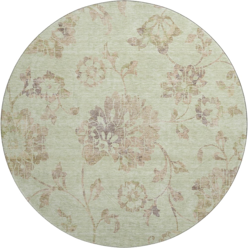 Premium Machine Washable Mayfield AMF856 Aloe 8' x 8' Round Rug. Picture 1