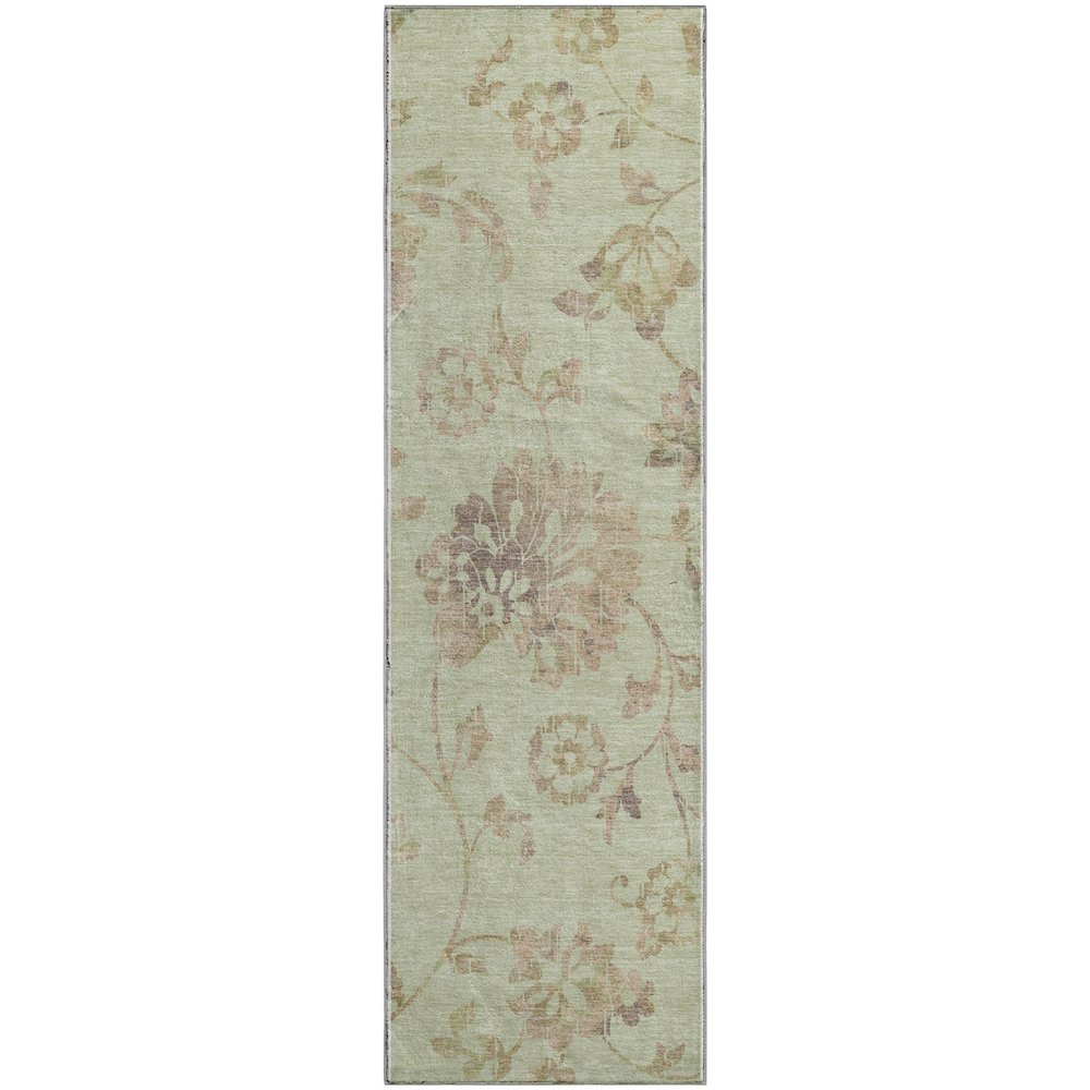Premium Machine Washable Mayfield AMF856 Aloe 2'3" x 7'6" Runner Rug. Picture 1