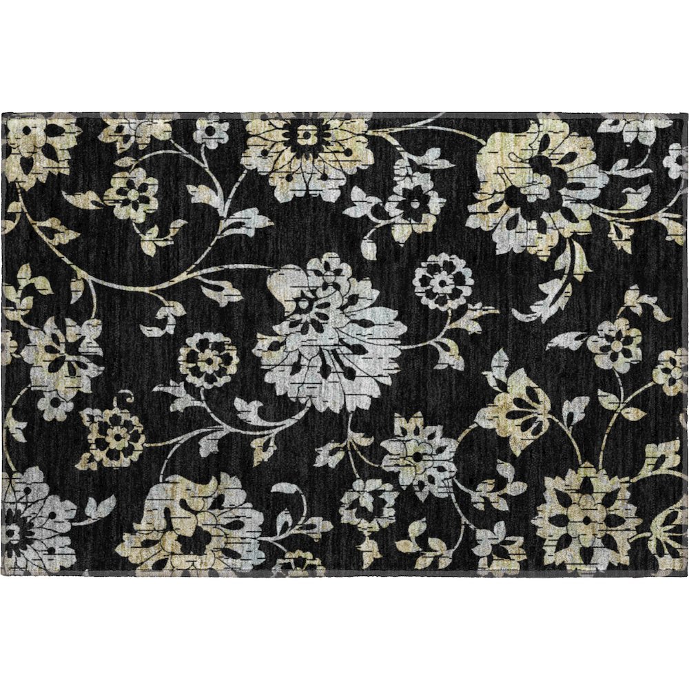 Premium Machine Washable Mayfield AMF856 Black 1'8" x 2'6" Rug. Picture 1