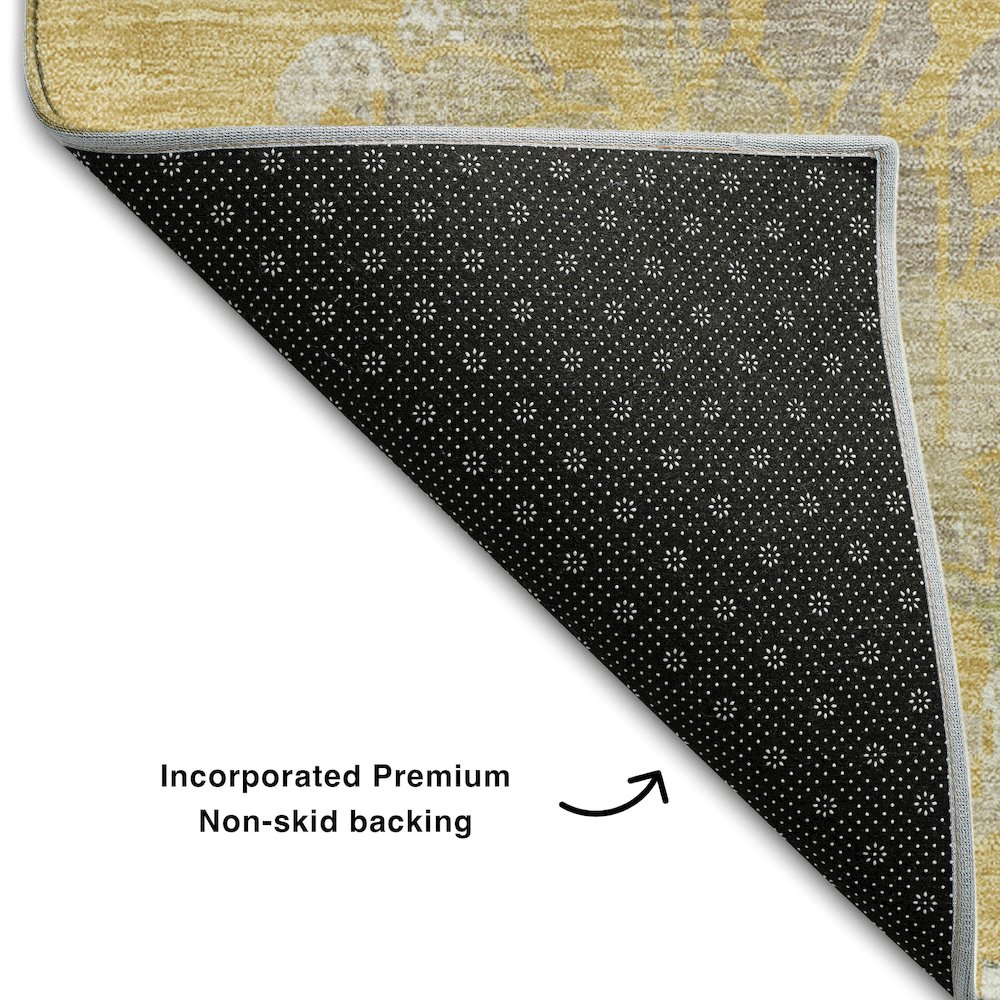 Premium Machine Washable Mayfield AMF856 Gold 1'8" x 2'6" Rug. Picture 2
