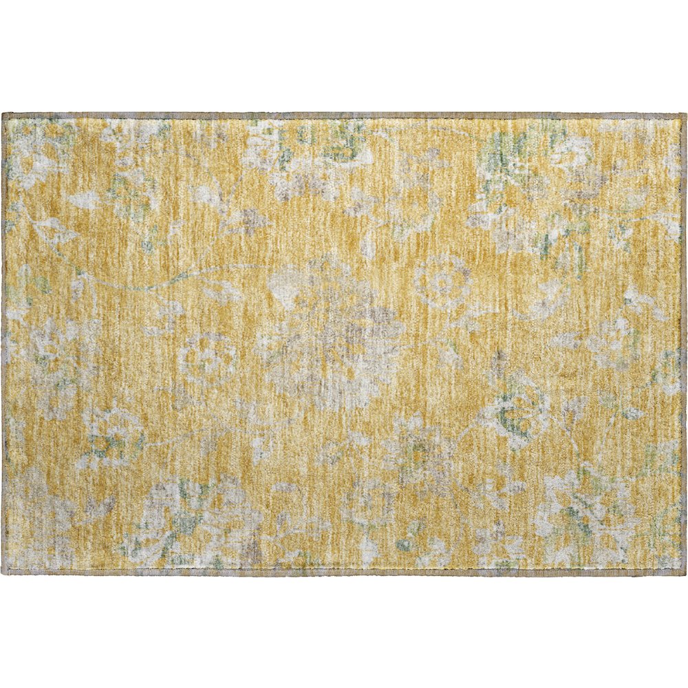 Premium Machine Washable Mayfield AMF856 Gold 1'8" x 2'6" Rug. Picture 1