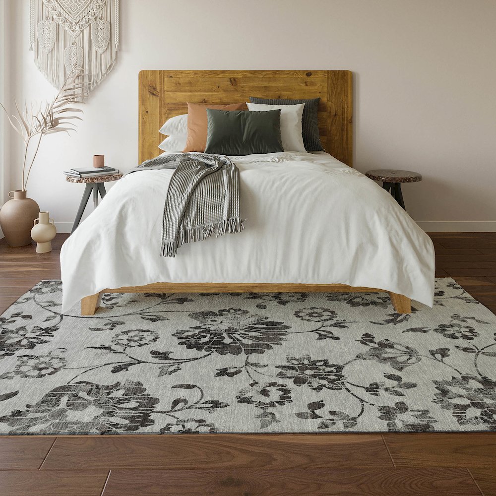 Premium Machine Washable Mayfield AMF856 Gray 2'6" x 3'10" Rug. Picture 6
