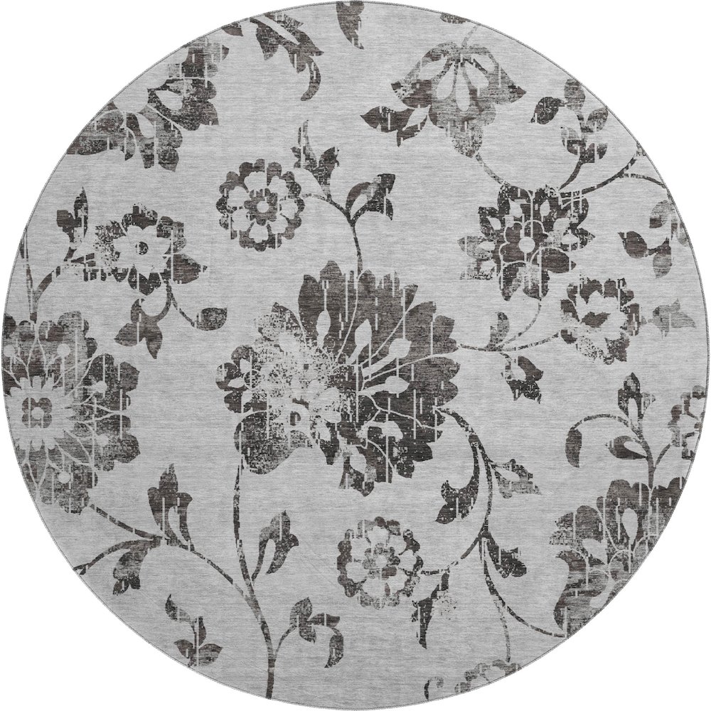Premium Machine Washable Mayfield AMF856 Gray 8' x 8' Round Rug. Picture 1