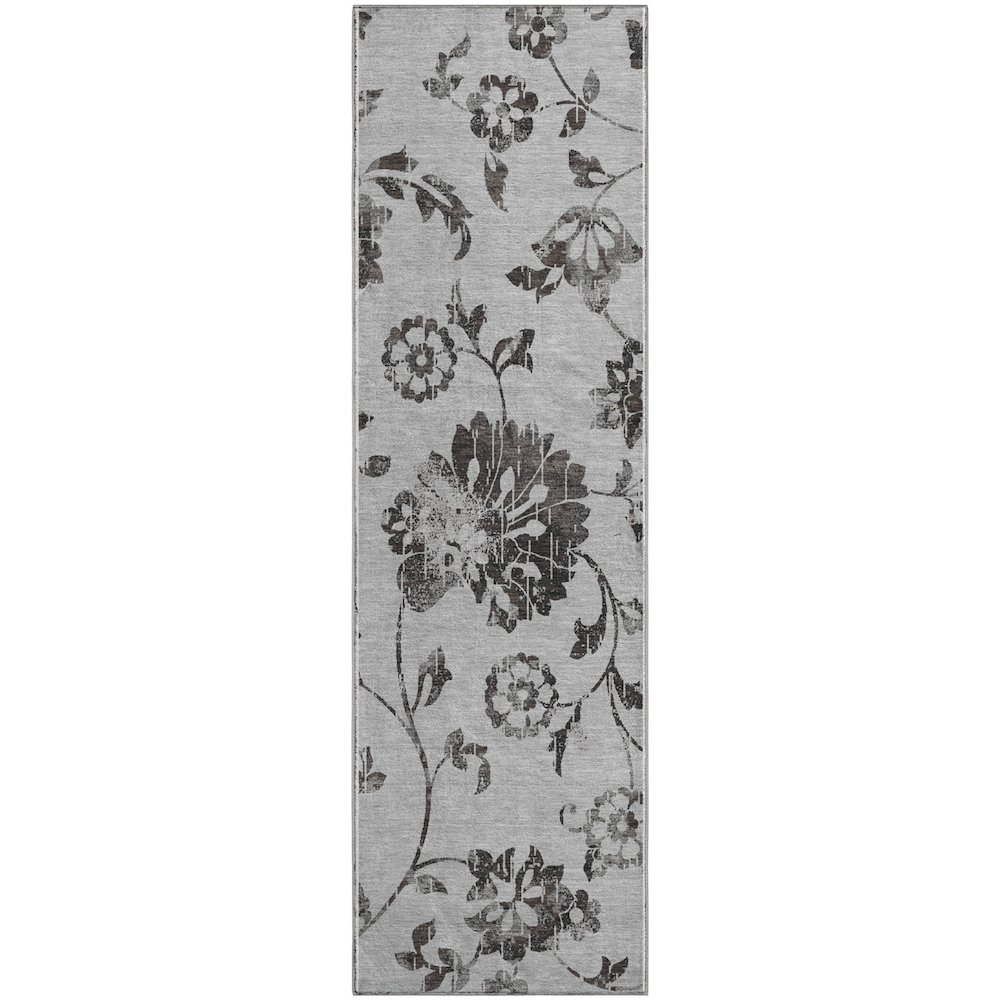 Premium Machine Washable Mayfield AMF856 Gray 2'3" x 7'6" Runner Rug. Picture 1