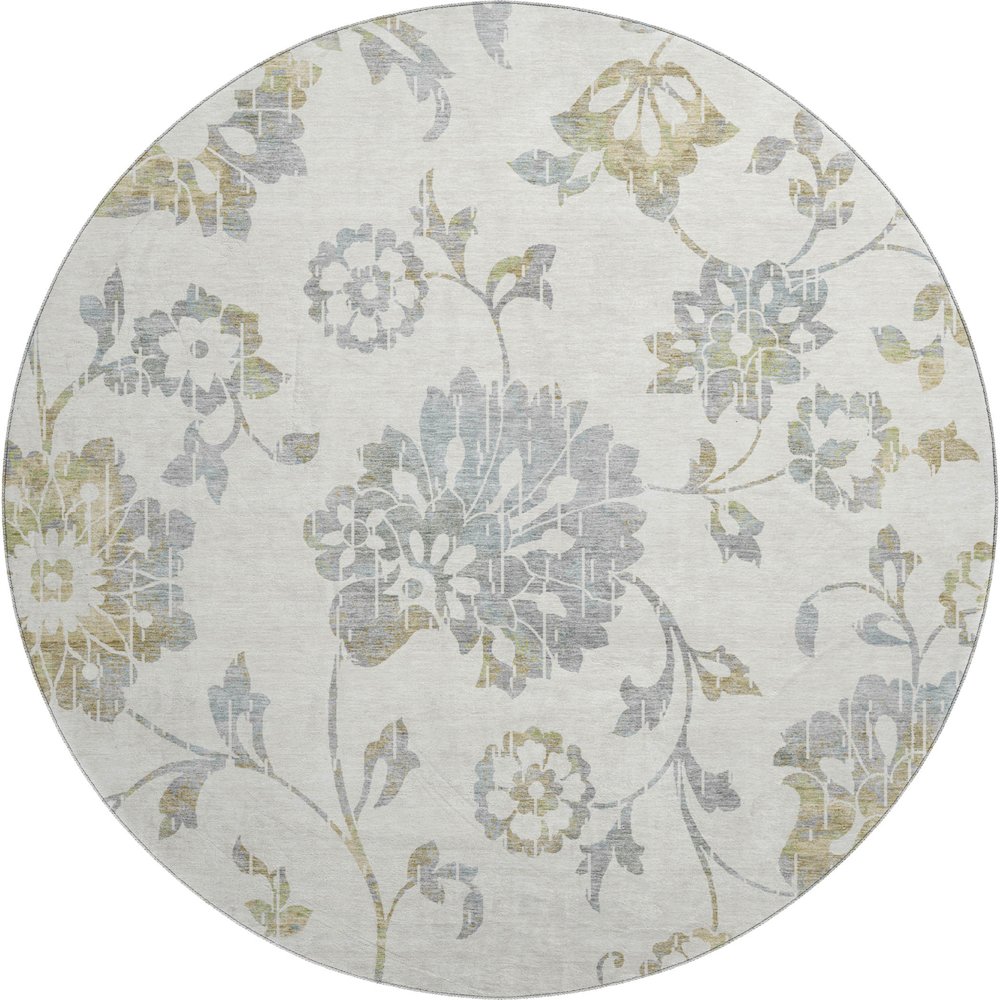 Premium Machine Washable Mayfield AMF856 Ivory 8' x 8' Round Rug. Picture 1