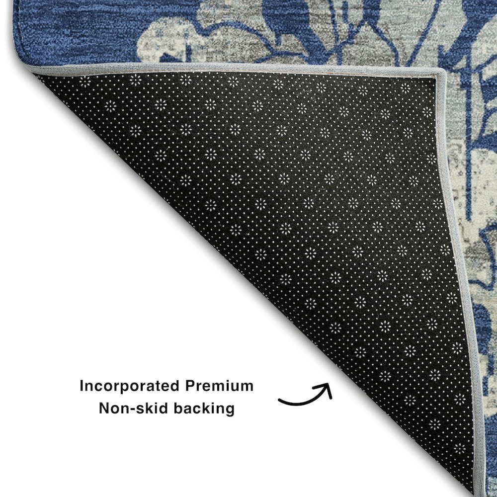 Premium Machine Washable Mayfield AMF856 Navy 1'8" x 2'6" Rug. Picture 2