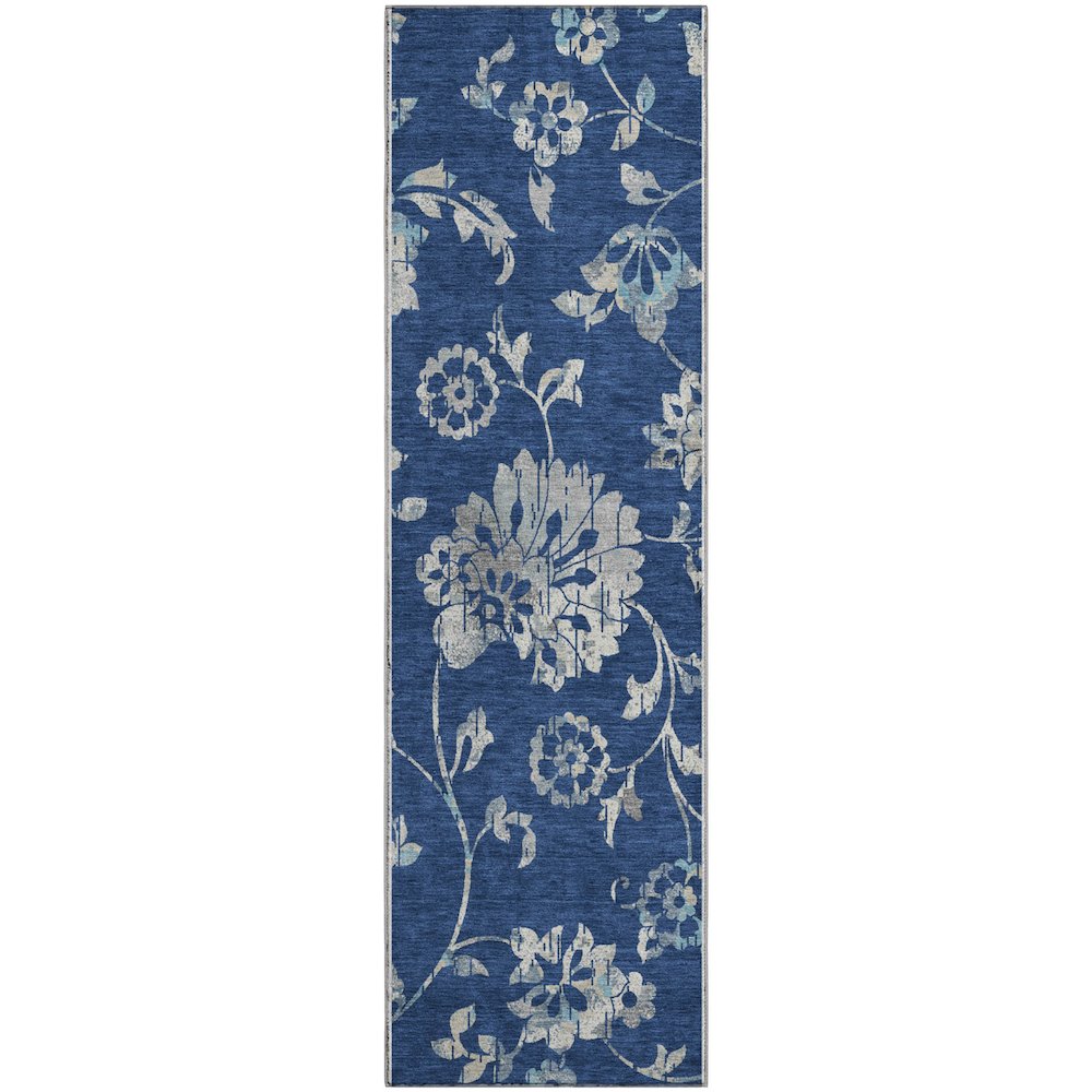 Premium Machine Washable Mayfield AMF856 Navy 2'3" x 7'6" Runner Rug. Picture 1