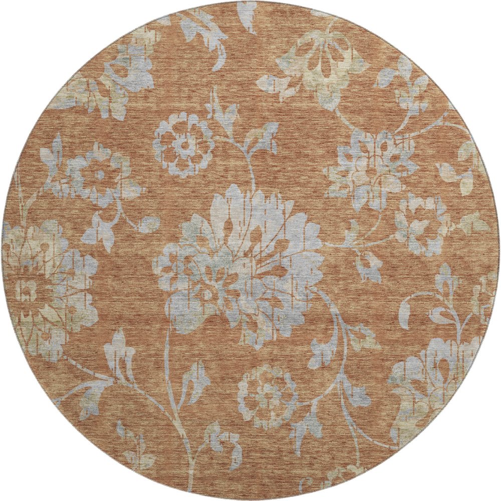 Premium Machine Washable Mayfield AMF856 Paprika 8' x 8' Round Rug. Picture 1