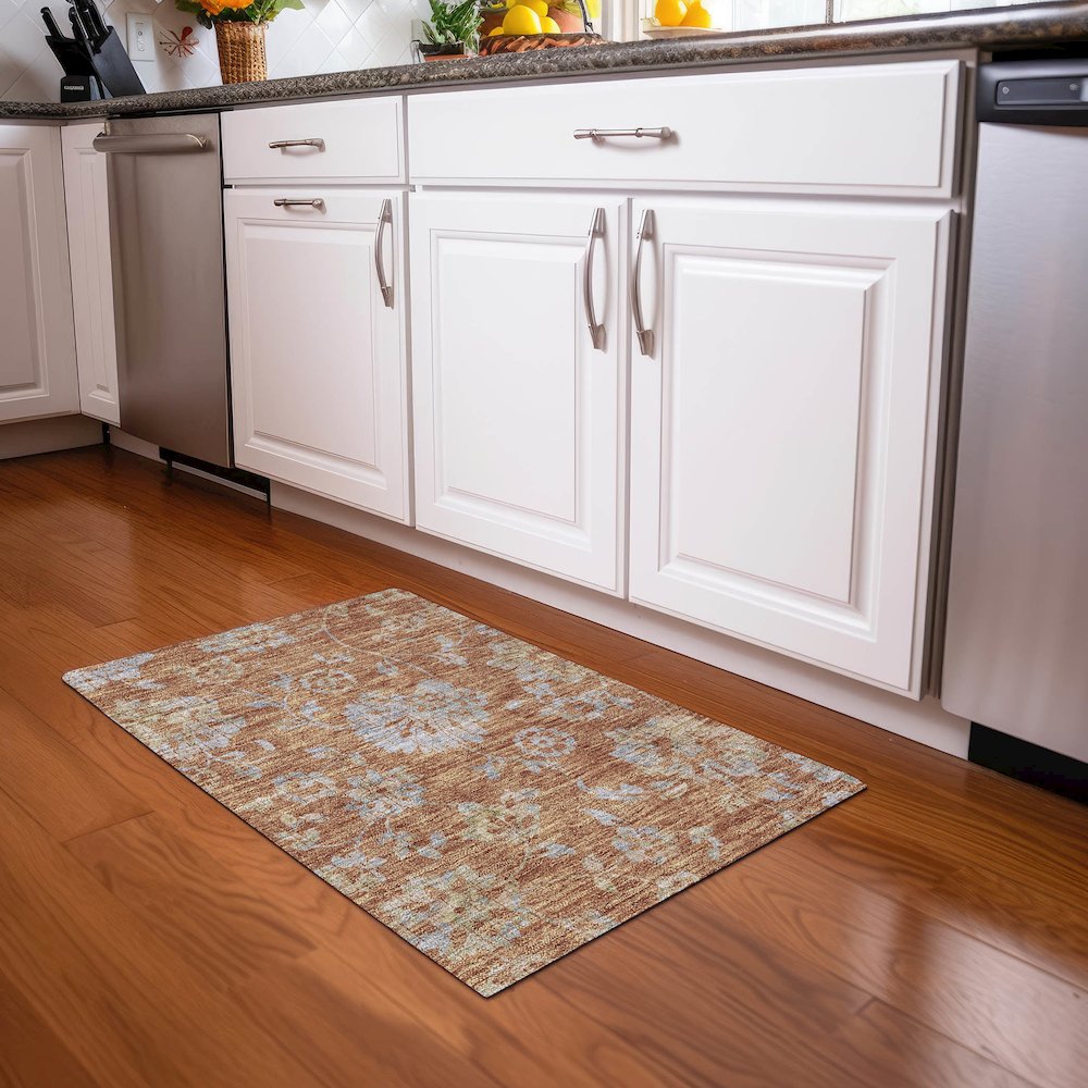 Premium Machine Washable Mayfield AMF856 Paprika 1'8" x 2'6" Rug. Picture 5