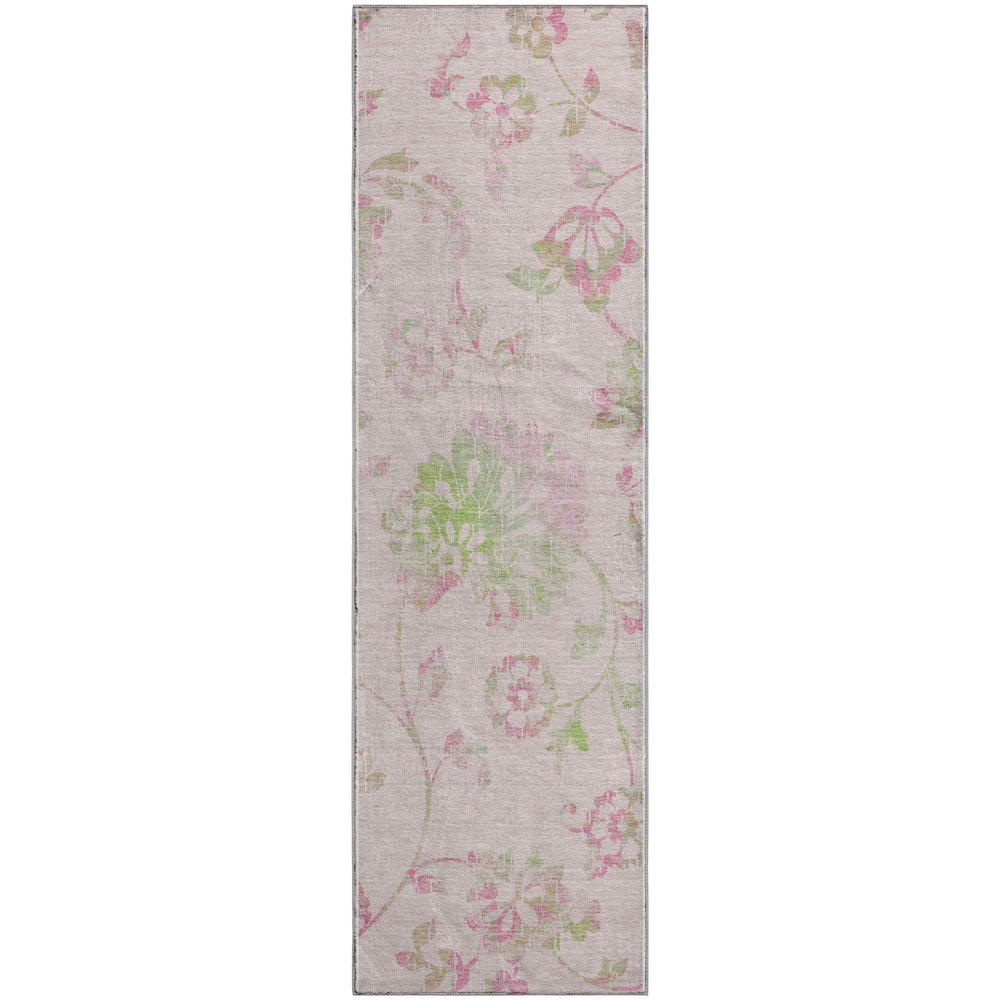 Premium Machine Washable Mayfield AMF856 Pink 2'3" x 7'6" Runner Rug. Picture 1
