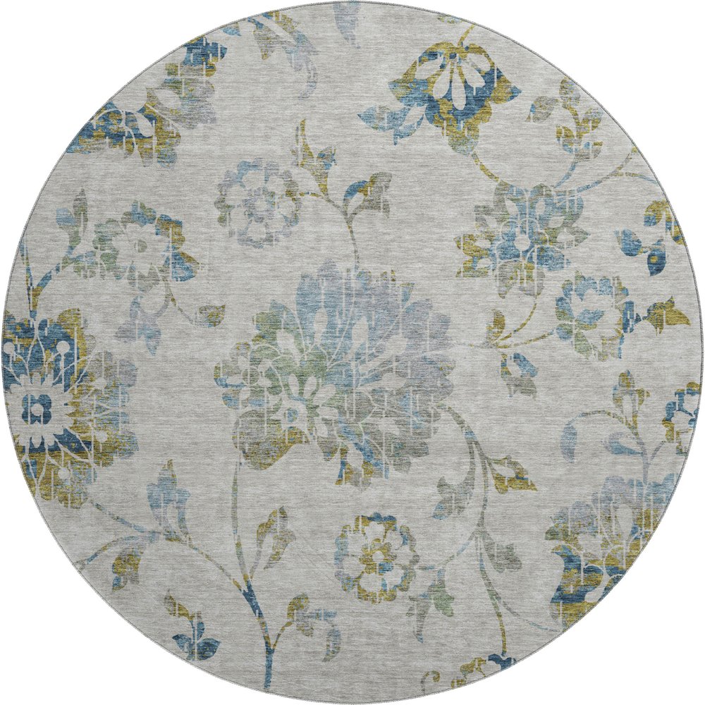 Premium Machine Washable Mayfield AMF856 Taupe 8' x 8' Round Rug. Picture 1