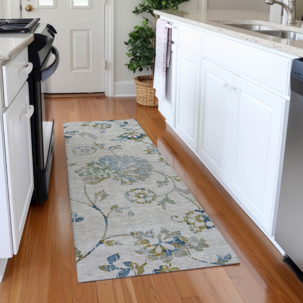 Premium Machine Washable Mayfield AMF856 Taupe 2'3" x 7'6" Runner Rug. Picture 5