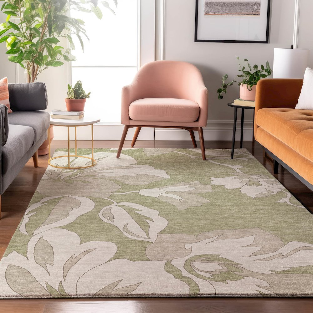 Premium Machine Washable Mayfield AMF857 Aloe 2'6" x 3'10" Rug. Picture 5