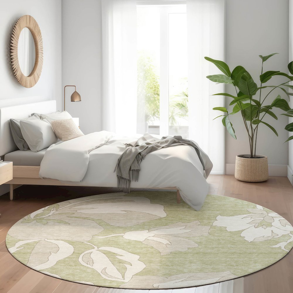 Premium Machine Washable Mayfield AMF857 Aloe 8' x 8' Round Rug. Picture 5