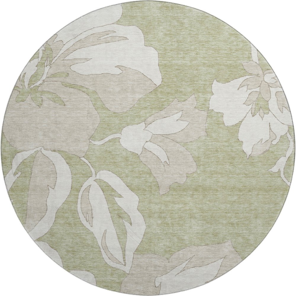 Premium Machine Washable Mayfield AMF857 Aloe 8' x 8' Round Rug. Picture 1
