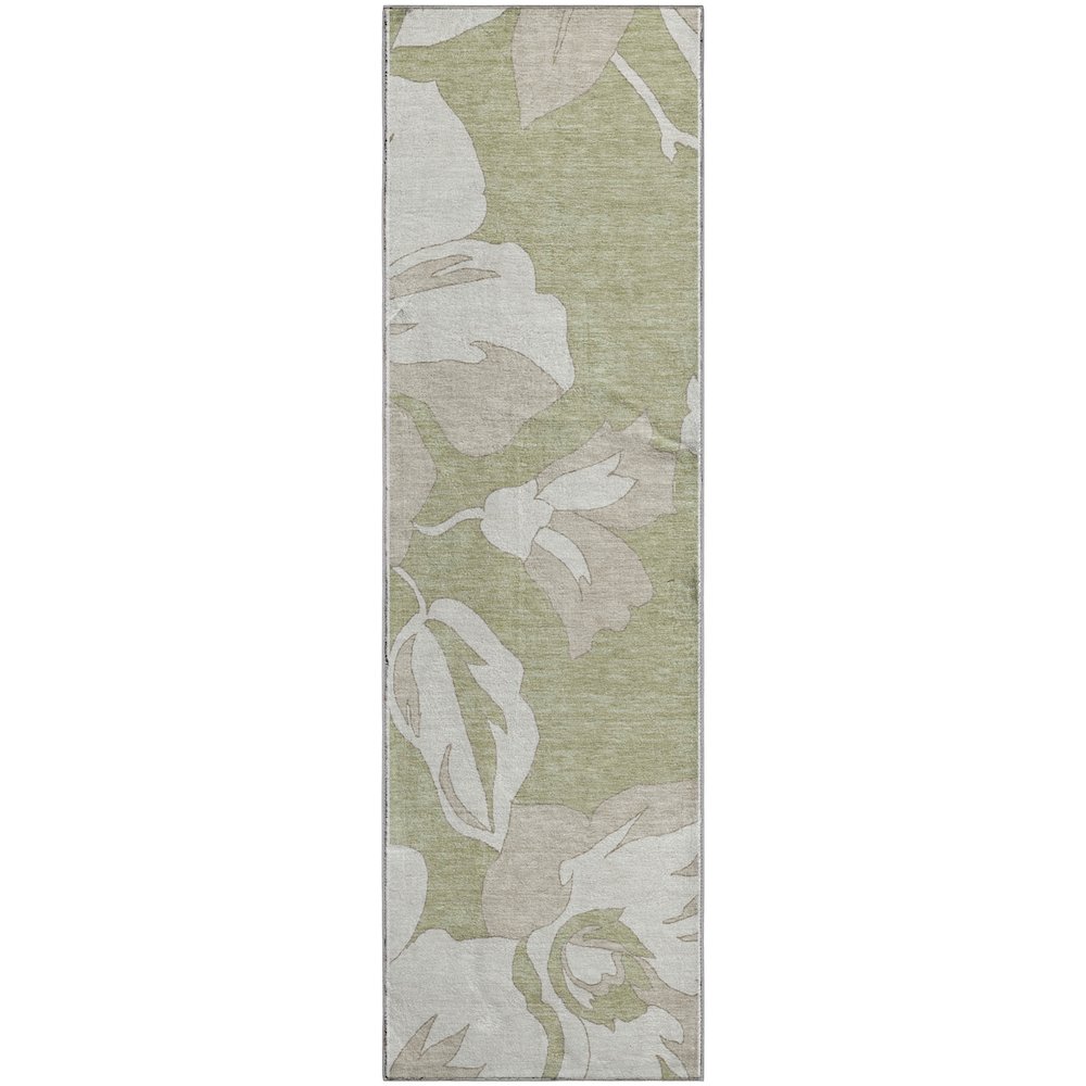 Premium Machine Washable Mayfield AMF857 Aloe 2'3" x 7'6" Runner Rug. Picture 1