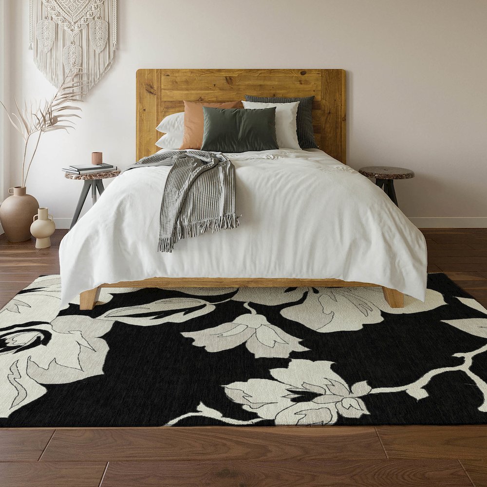 Premium Machine Washable Mayfield AMF857 Black 2'6" x 3'10" Rug. Picture 6