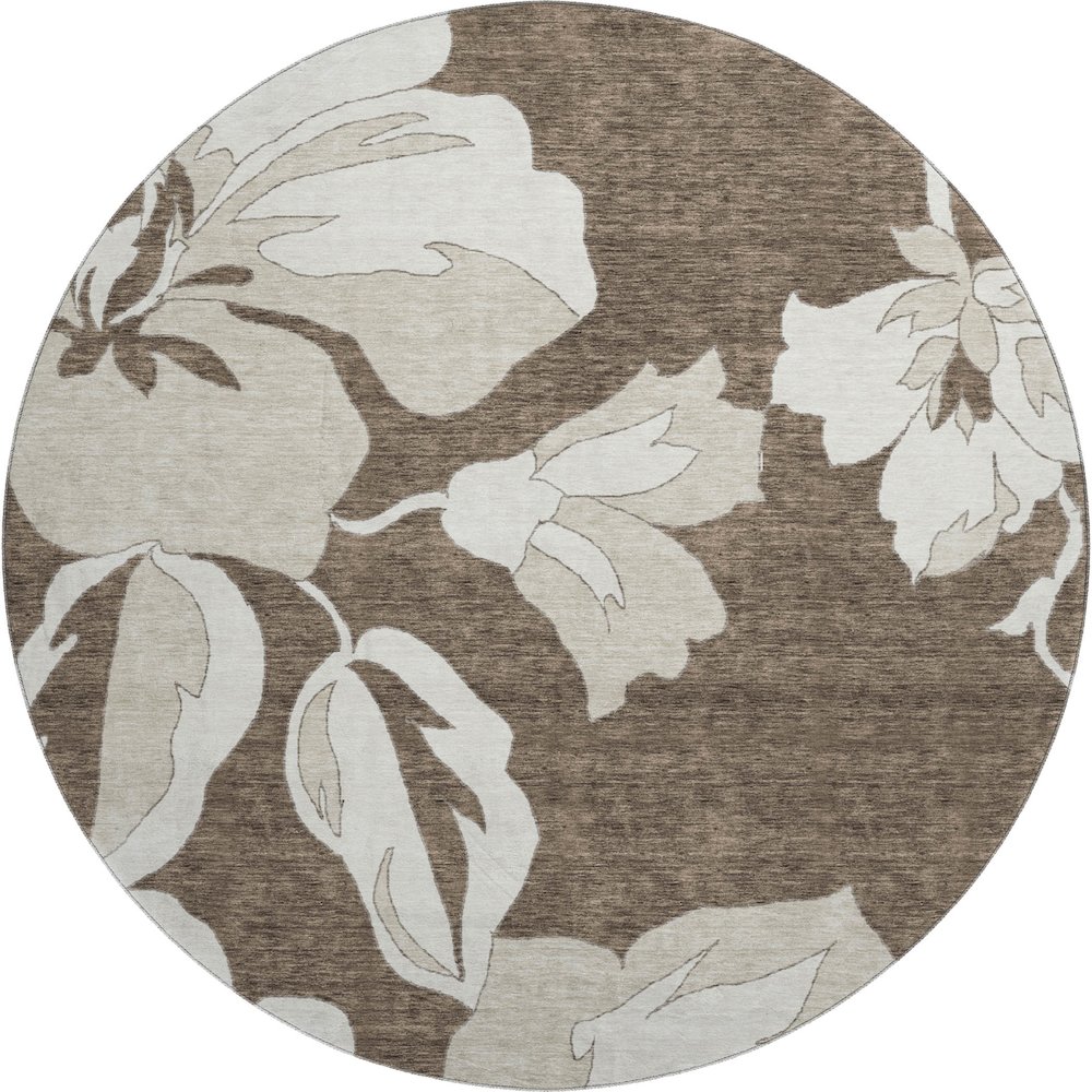 Premium Machine Washable Mayfield AMF857 Brown 8' x 8' Round Rug. Picture 1