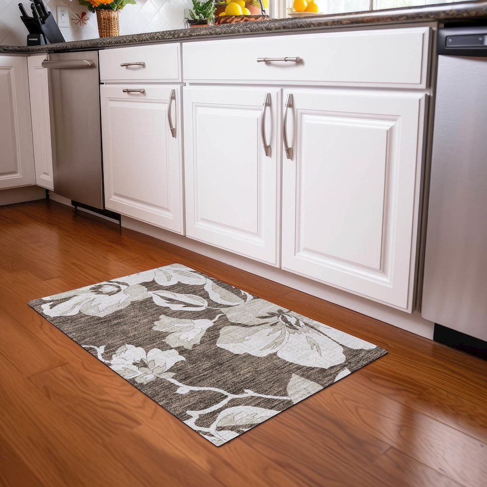 Premium Machine Washable Mayfield AMF857 Brown 1'8" x 2'6" Rug. Picture 5