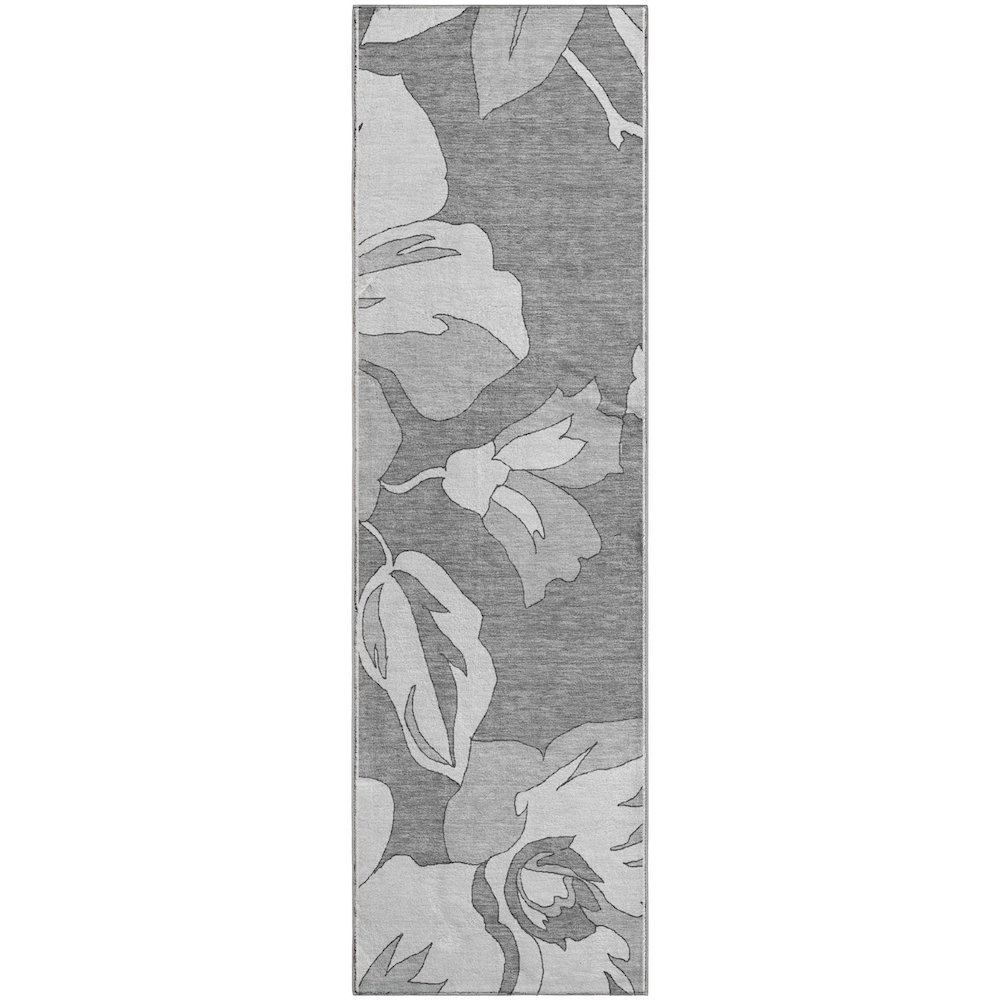 Premium Machine Washable Mayfield AMF857 Gray 2'3" x 7'6" Runner Rug. Picture 1