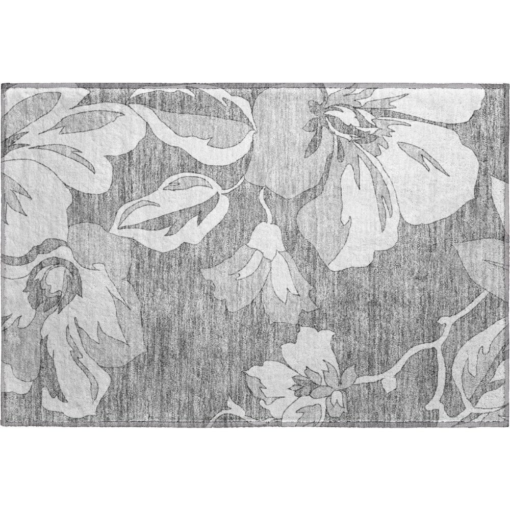 Premium Machine Washable Mayfield AMF857 Gray 1'8" x 2'6" Rug. Picture 1