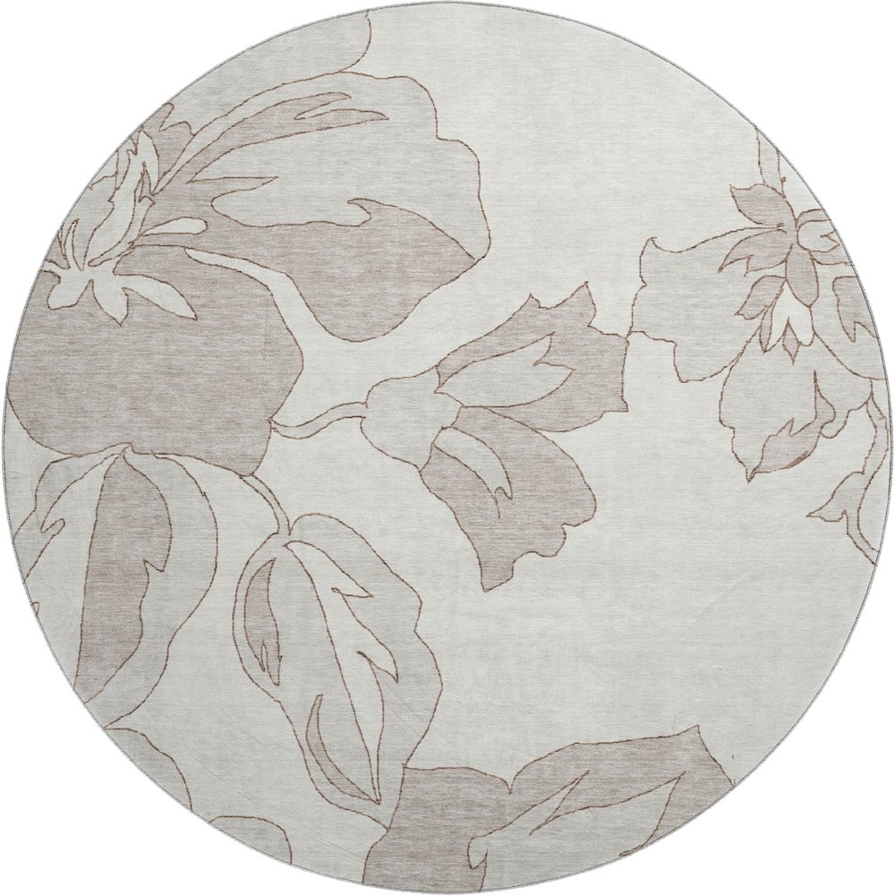 Premium Machine Washable Mayfield AMF857 Ivory 8' x 8' Round Rug. Picture 1