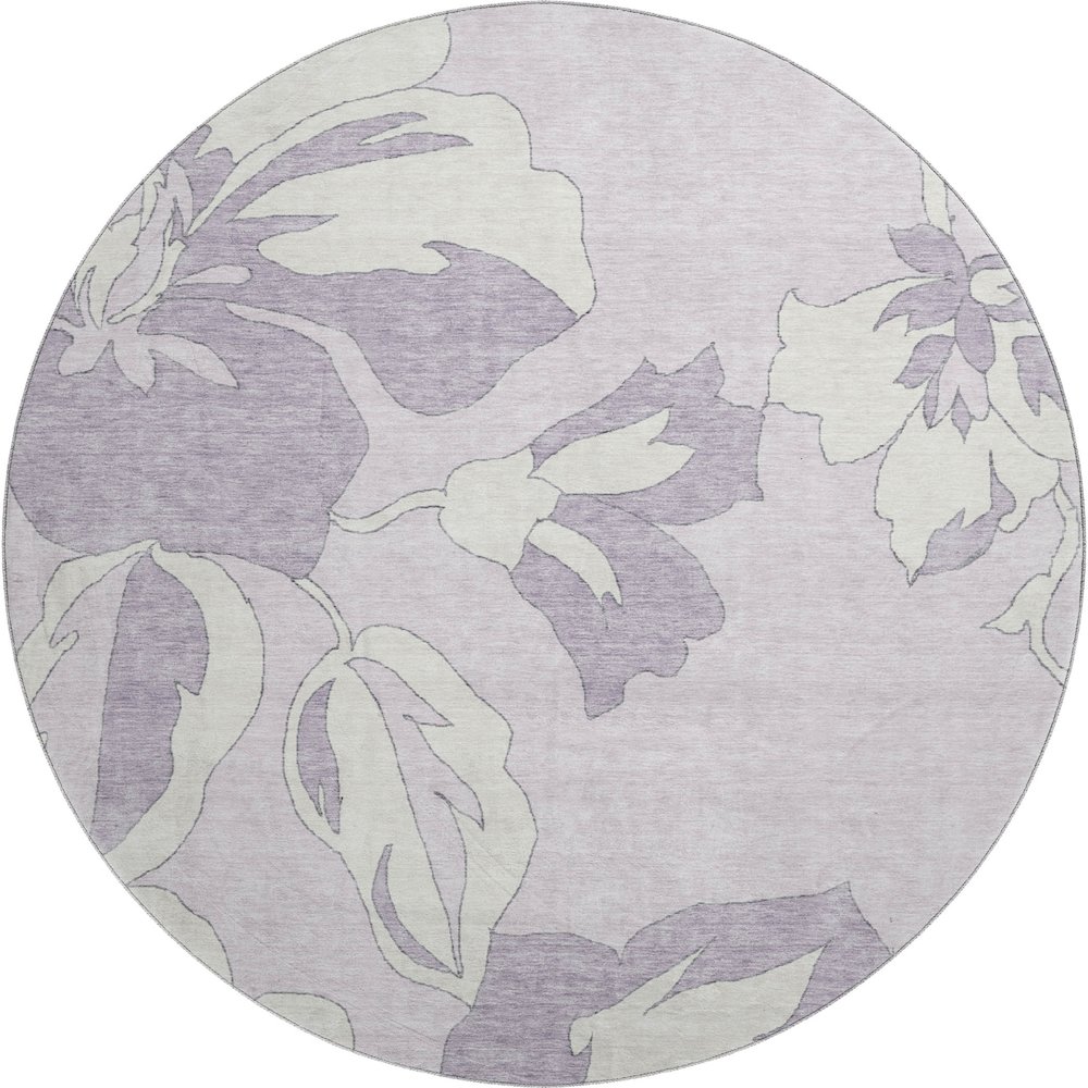 Premium Machine Washable Mayfield AMF857 Lavender 8' x 8' Round Rug. Picture 1