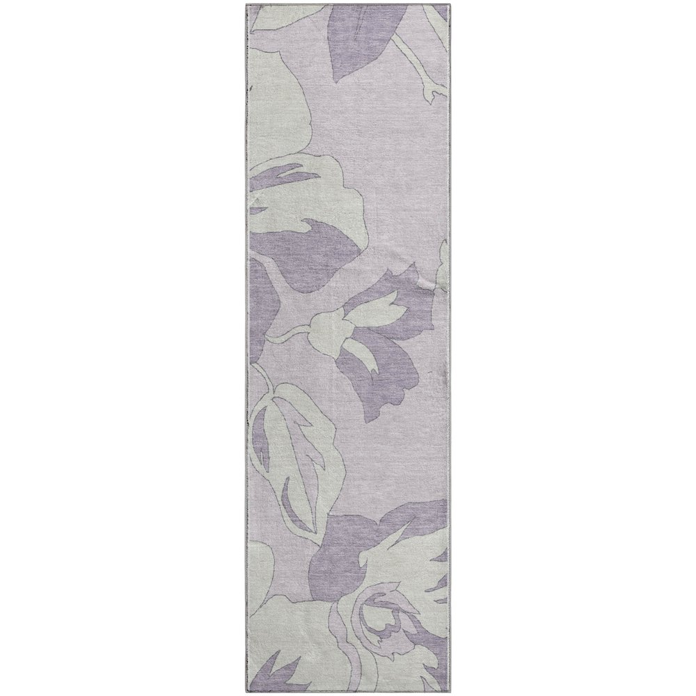 Premium Machine Washable Mayfield AMF857 Lavender 2'3" x 7'6" Runner Rug. Picture 1