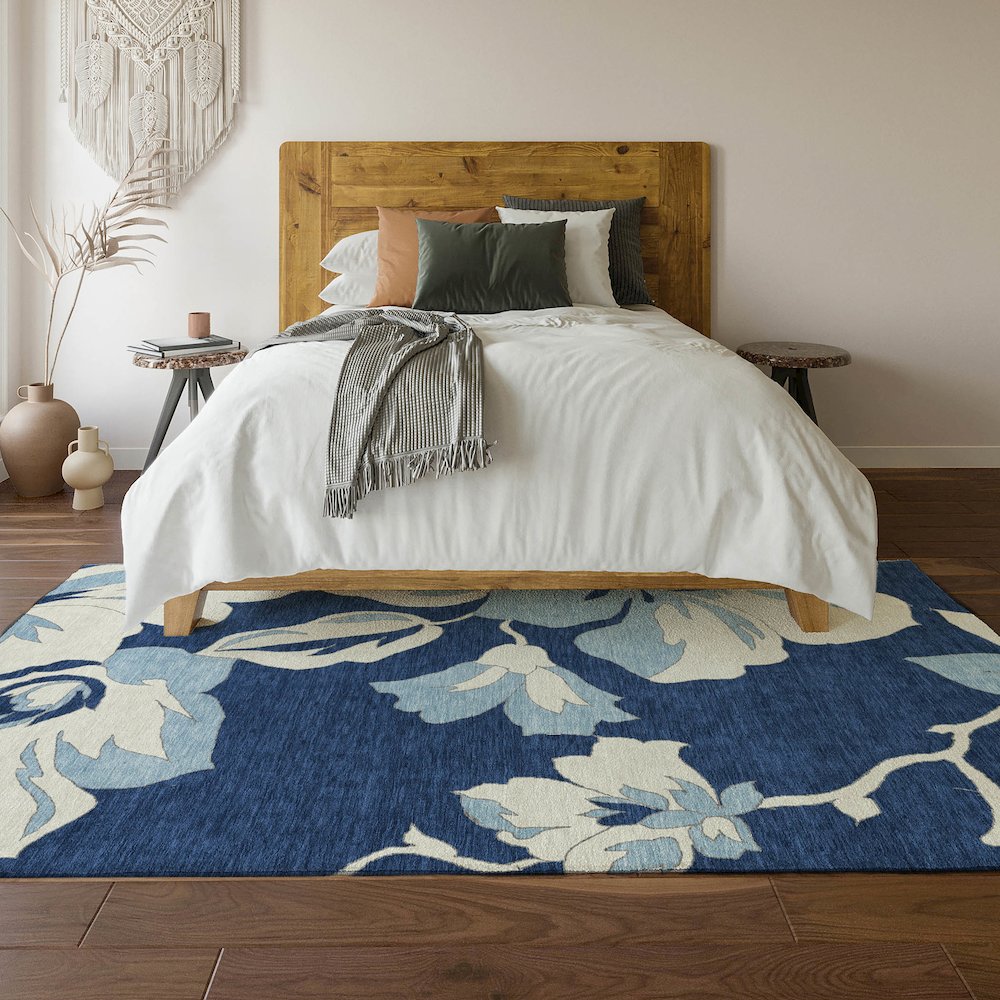 Premium Machine Washable Mayfield AMF857 Navy 2'6" x 3'10" Rug. Picture 6
