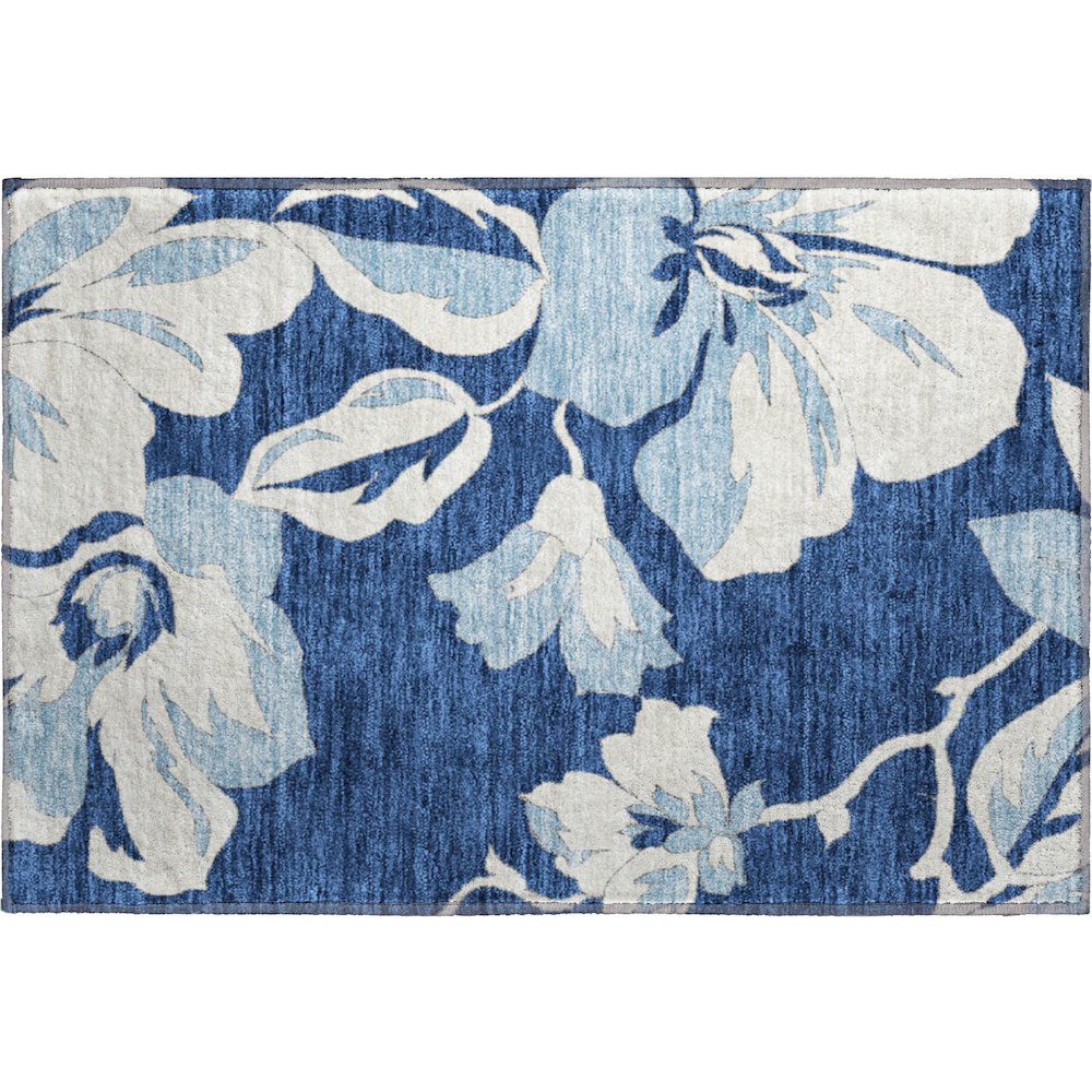Premium Machine Washable Mayfield AMF857 Navy 1'8" x 2'6" Rug. Picture 1