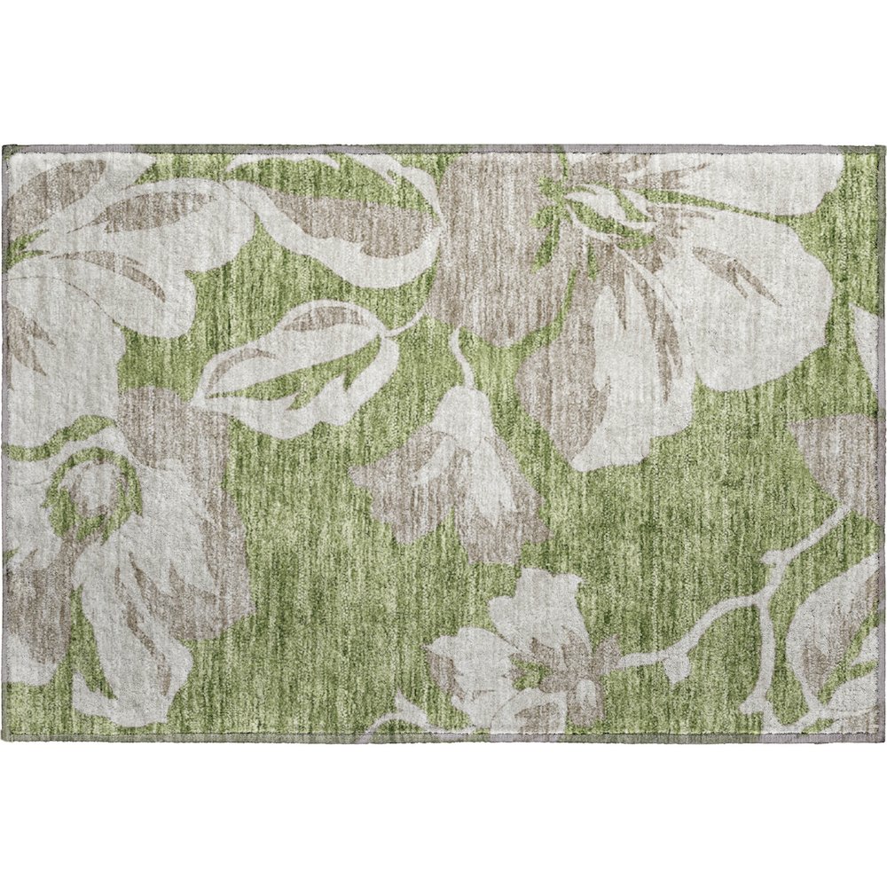 Premium Machine Washable Mayfield AMF857 Olive 1'8" x 2'6" Rug. Picture 1