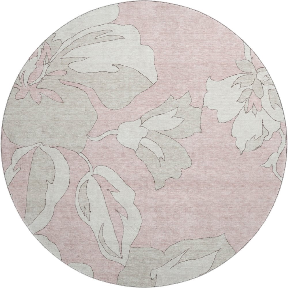 Premium Machine Washable Mayfield AMF857 Pink 8' x 8' Round Rug. Picture 1