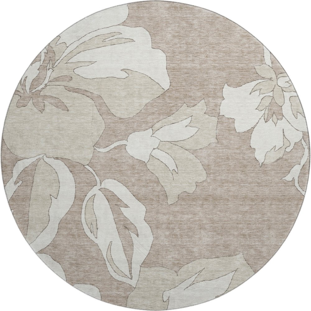 Premium Machine Washable Mayfield AMF857 Taupe 8' x 8' Round Rug. Picture 1