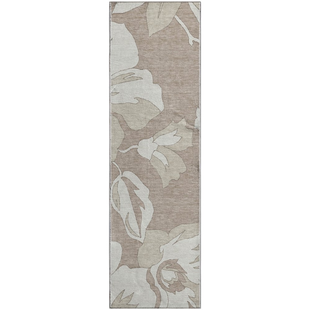 Premium Machine Washable Mayfield AMF857 Taupe 2'3" x 7'6" Runner Rug. Picture 1
