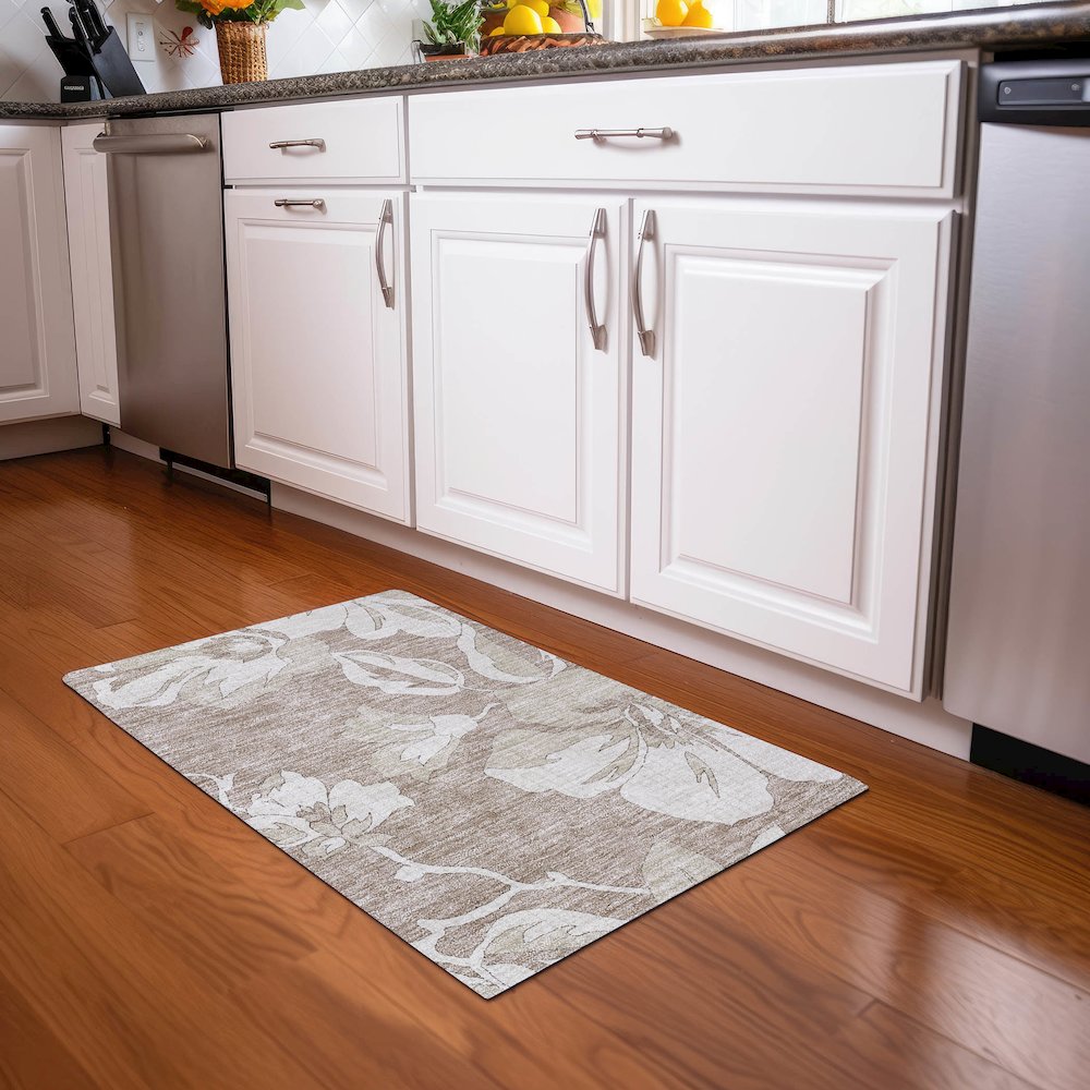 Premium Machine Washable Mayfield AMF857 Taupe 1'8" x 2'6" Rug. Picture 5