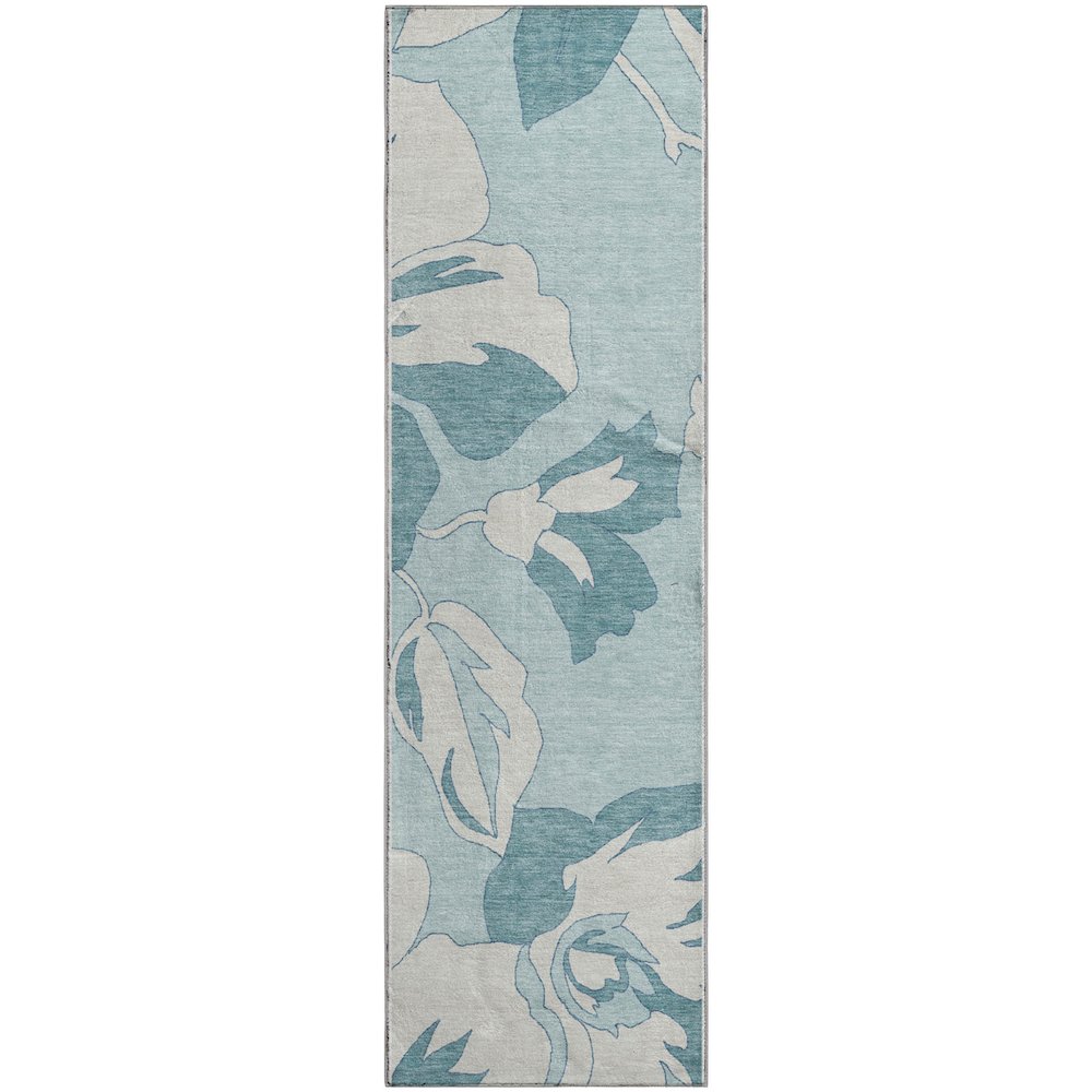 Premium Machine Washable Mayfield AMF857 Teal 2'3" x 7'6" Runner Rug. Picture 1